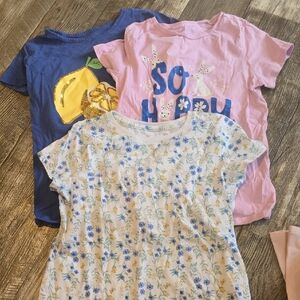 Wonder Nation Kids Short Sleeve Tees - Blue, Pink, White Floral